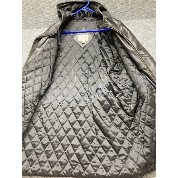 Valerie Steven’s Lamb Leather Jacket Women’s Size Medium Black Full Zip Hooded - Picture 5 of 14